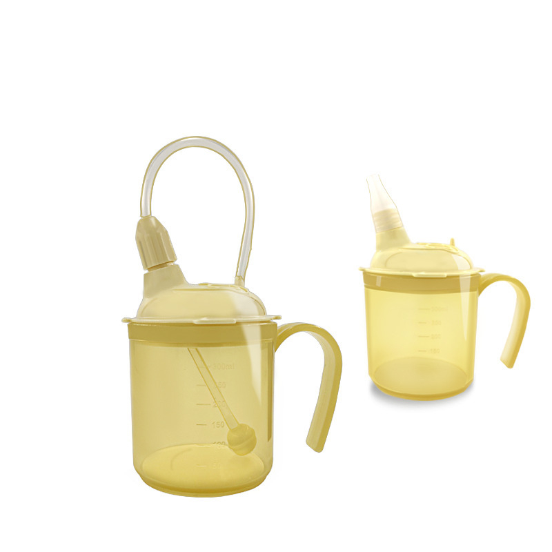 Gulintiems pacientams gėrimo puodelis su siurbimo vamzdeliu, apsauga nuo užspringimo ir nuotėkio, su kaklo pakabuku