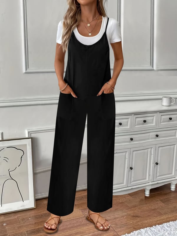 Ujjatlan overál zsebekkel, széles szárú overál, kolázs dizájn – Casual tavasz 2025