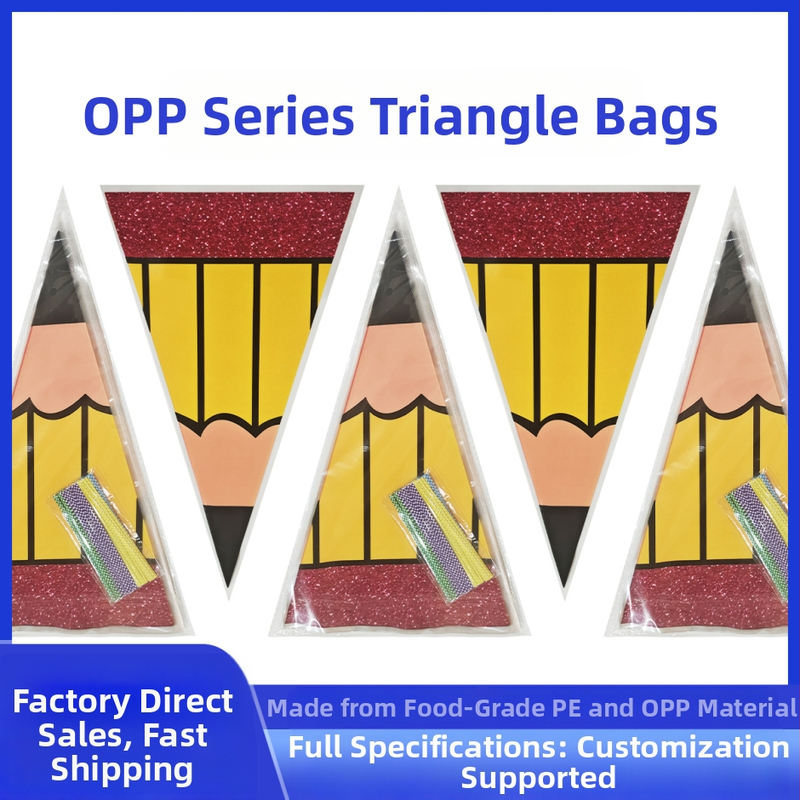 OPP skaidrus koninis maišelis bendram maisto pakuotėi, pieštuko trikampio dizainas, kasdienė gamybos galia 200000 vnt, Hongran trading