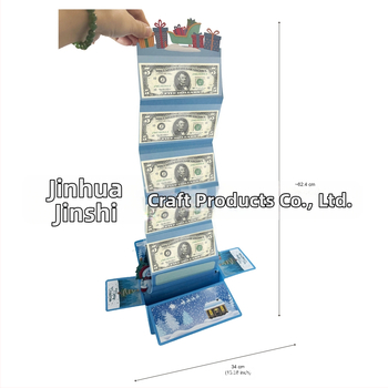 Ευχτήρια κάρτα με αναδιπλούμενο 3D κουτί χρημάτων, χριστουγεννιάτικο θέμα, στυλ χειροποίητης εικονογράφησης