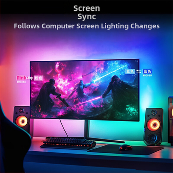 SYNC Lights RGB подсветка лента със синхронизация на екрана за монитор — RGB магически цвят, модел SYNC Lights, вход 5V, димер, управление чрез APP