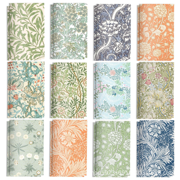 Σημειωματάριο με ρετρό μοτίβο, τσεπικό σημειωματάριο με οριζόντιες γραμμές, χαρτί από ακατέργαστο πολτό ξύλου 80 g, στυλ 19864248