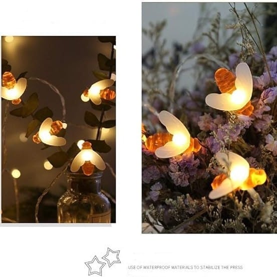 Āra saules LED gaismas virtene bišu formas – IP65 ūdensdrošs, 30 LED, 2V ievads, dārza dekors