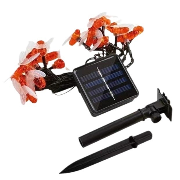 Lauko saulės LED šviesos virvė bičių forma – IP65 atsparus vandeniui, 30 LED, 2V įvestis, sodo dekoras