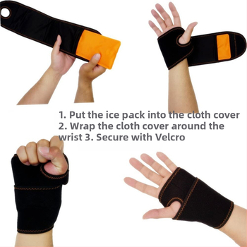 Riešo ledinės kompresės šilumos ir šalčio terapijai – gelio užpildas, nailoninė medžiaga, riešo apsauga, privatūs ženklai, pritaikymas