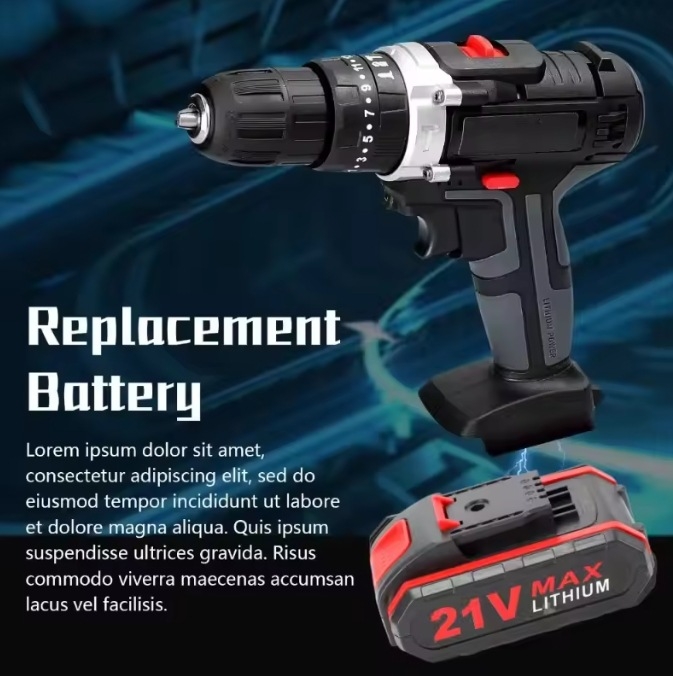 LIAN 21V litij baterija – set dodataka za električne alate – kompatibilan s 5-ćelijskim i 10-ćelijskim setom; bušilica, pila, ključ, pištolj za pranje auta, trimer za travu – univerzalno