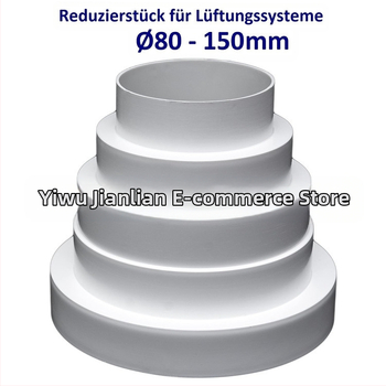 PVC редуктор за вентилационна тръба – пластмасов, адаптер през стената, дебел и удължен дизайн