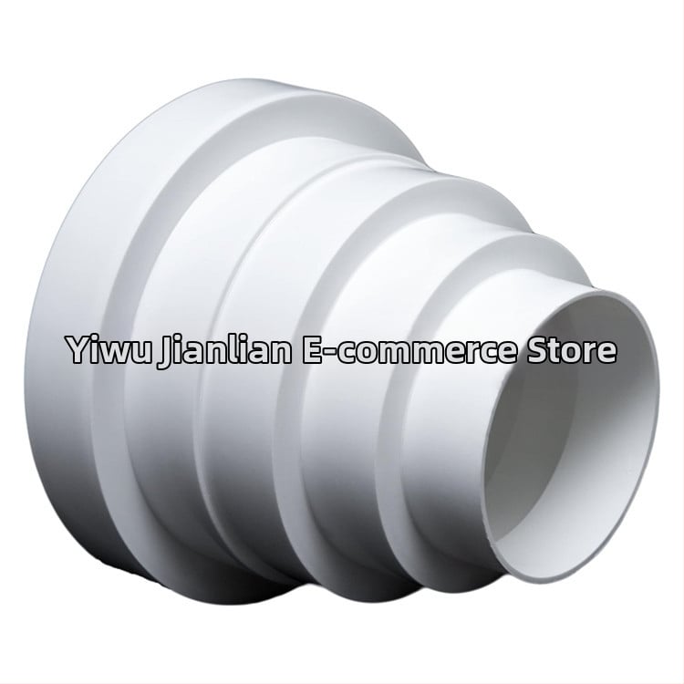 PVC редуктор за вентилационна тръба – пластмасов, адаптер през стената, дебел и удължен дизайн