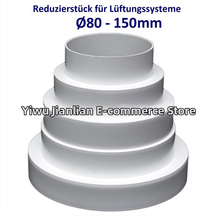 PVC редуктор за вентилационна тръба – пластмасов, адаптер през стената, дебел и удължен дизайн