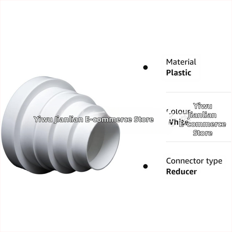 PVC редуктор за вентилационна тръба – пластмасов, адаптер през стената, дебел и удължен дизайн