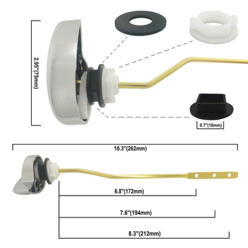 Κλειδί για τη δεξαμενή τουαλέτας με πλευρική εγκατάσταση χειριστηρίου flush, ABS και αλουμίνιο, χειροκίνητη λειτουργία