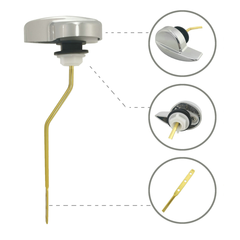 Κλειδί για τη δεξαμενή τουαλέτας με πλευρική εγκατάσταση χειριστηρίου flush, ABS και αλουμίνιο, χειροκίνητη λειτουργία