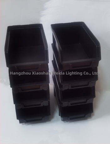 PP plastiko dalimis dėžutė su įstrižiniu atidarymu, stakavimo, sienos storis 2 mm, vidiniai matmenys pritaikomi