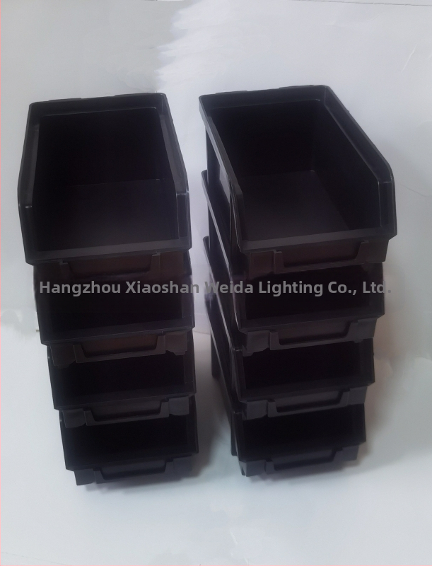 PP пластмасова кутия за части за склад с наклонен отвор, подреждаща се, дебелина на стената 2 мм, вътрешни размери персонализируеми