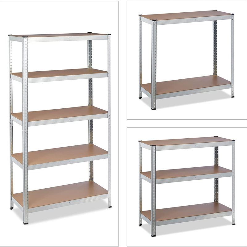 Sunkios sandėliavimo lentynos maisto produktams laikymui, plienas + medis, laminato storis 6–12