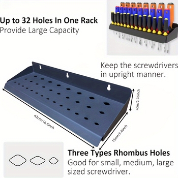 Θήκη κατσαβιδιών – Επιτοίχιος, Από Ατσάλι Άνθρακα, Μονοεπίπεδη Ράφι για Γκαράζ, Εργαστήριο και Οικία