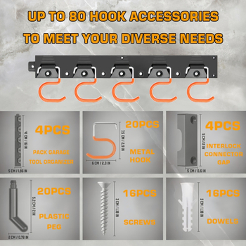 Стелаж за инструменти с тежки куки, винтов монтаж, метално/пластмасово тяло, 1 ниво, за къмпинг на открито