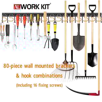Стелаж за инструменти с тежки куки, винтов монтаж, метално/пластмасово тяло, 1 ниво, за къмпинг на открито
