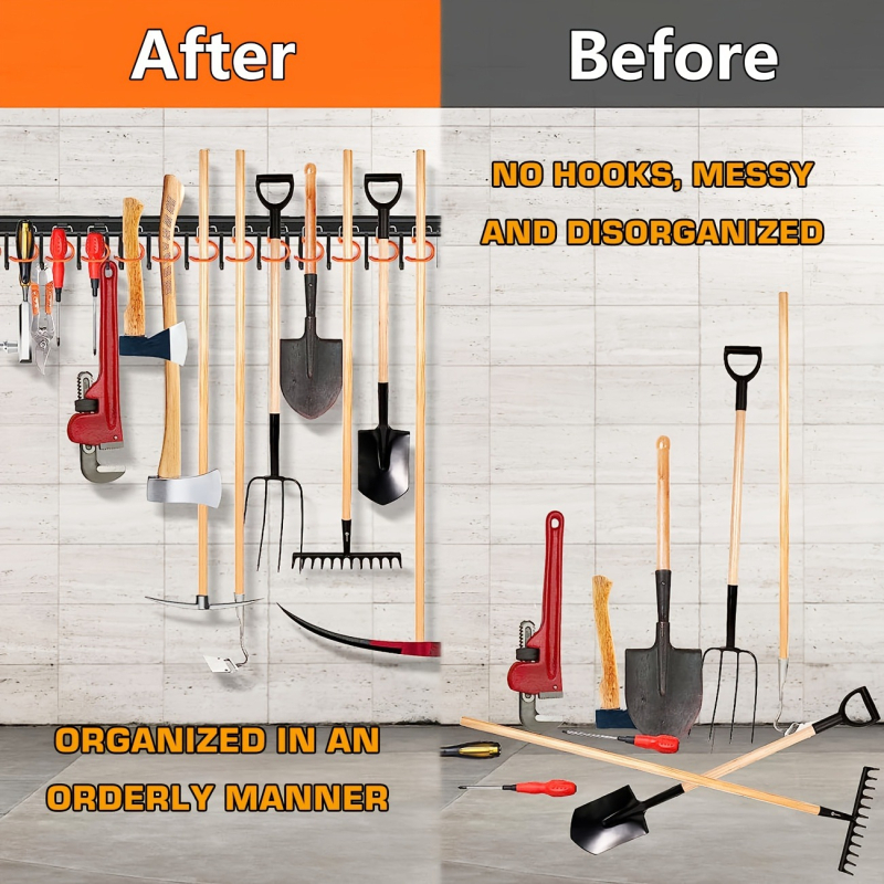 Стелаж за инструменти с тежки куки, винтов монтаж, метално/пластмасово тяло, 1 ниво, за къмпинг на открито