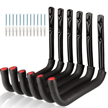 Тежкотоварна железна гаражна кука - единична кука, модерен минималистичен дизайн, капацитет над 30 кг, пакет от 6 броя, Denning