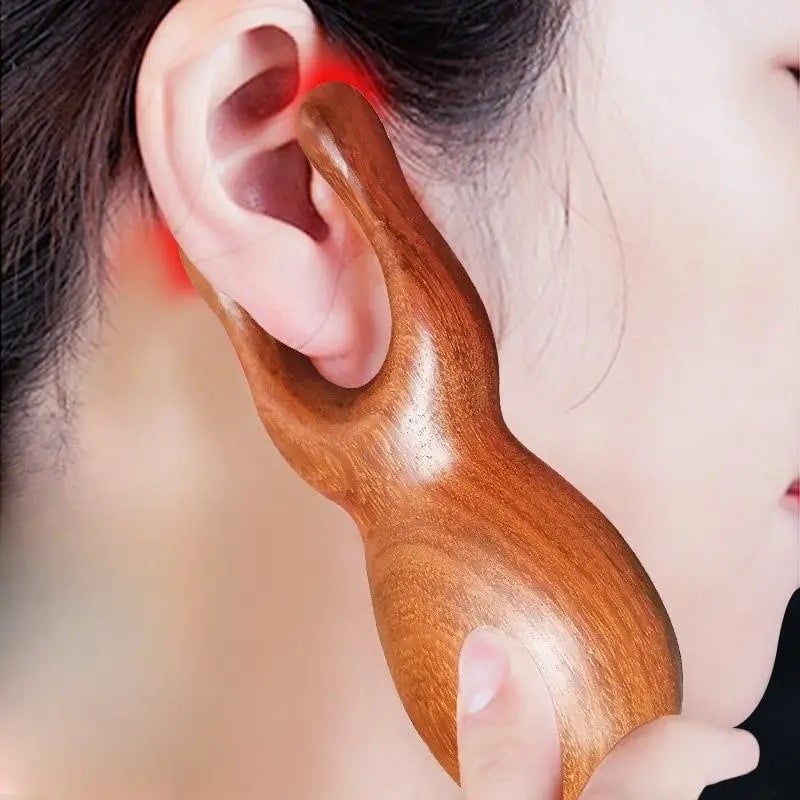 Medinis gua sha rinkinys su masažine šukele ir meridijano voleliu — Prekės ženklas Ruijiu; Medžiaga: medis; Svoris: 35 g; Taikoma: fitnesui, sveikatos priežiūrai ir grožiui