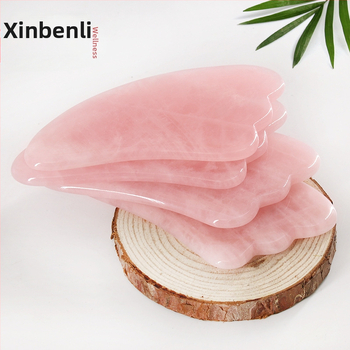 Gua Sha Scraper – Rozā kristālu jade trigāla sirds formā, materiāls: pulverveida kristāls, svars 65 g, specifikācijas: 1000, iepakojums: 200 gab., piemērots fitnesa aprīkojumam un veselības masāžām