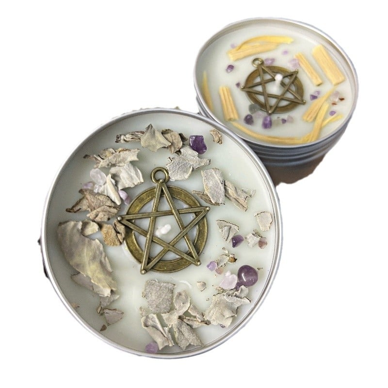 Rankų darbo kvapioji žvakė - apvalios formos, vidaus stalui, atmosfera ir gydomasis poveikis