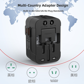 FIO kelioninis adapteris – PD20W greitas įkrovimas, universalus kištukų konverteris, pasaulinis naudojimas