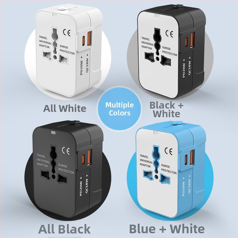 FIO пътен адаптер – PD20W бързо зареждане, универсален щепселен конвертор за глобална употреба