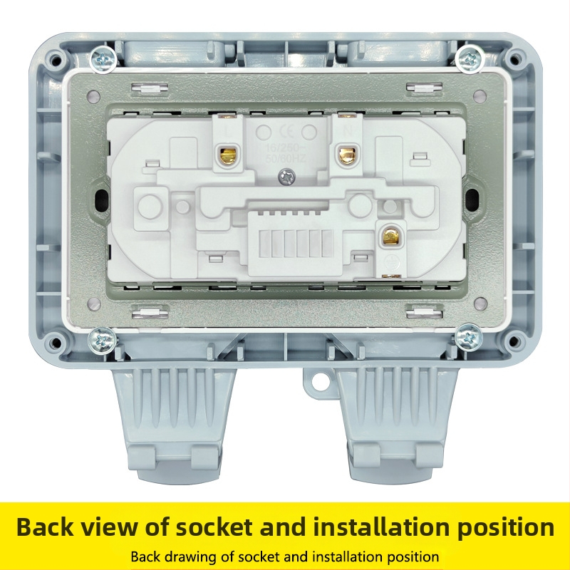 IP66 водоустойчиво двойно френско гнездо, 16A, стенен монтаж, за външно ползване, 3-пиново гнездо, AC250V