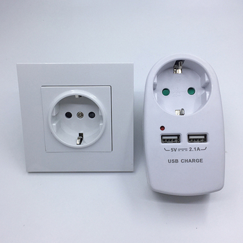 Kelioninis maitinimo keitiklis su dvi USB jungtimis, Vokietijos standarto kištukas ir EU/Schuko lizdas, 3680W