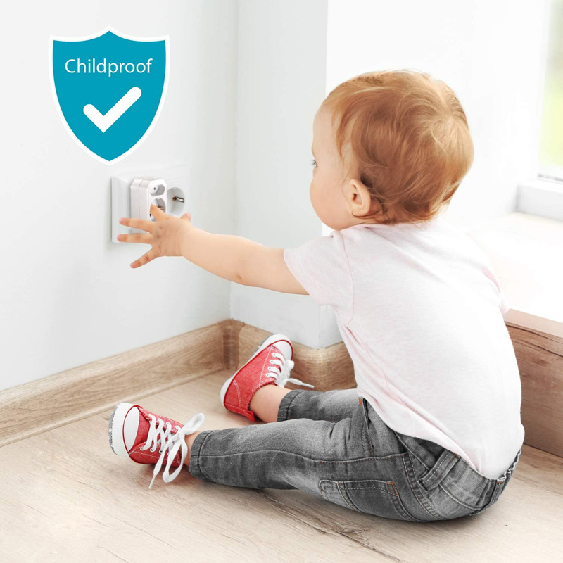 TOURPLUG barošanas adapters 1 uz 3 ar 3 USB portiem un Type-C ātrās uzlādes atbalstu, 110–250 V, 10 A