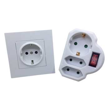 Schuko 1 į 3 lizdų adapteris, Europos Vokietijos standartas, 3 laidų varinis laidas, maksimali apkrova 3.68