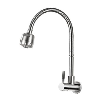 Köögiseina paigaldatav pöörlev külmavee kraan, SUS304 roostevabast terasest, keraamiline kartridž, mudel 85-12, 0,6 MPa