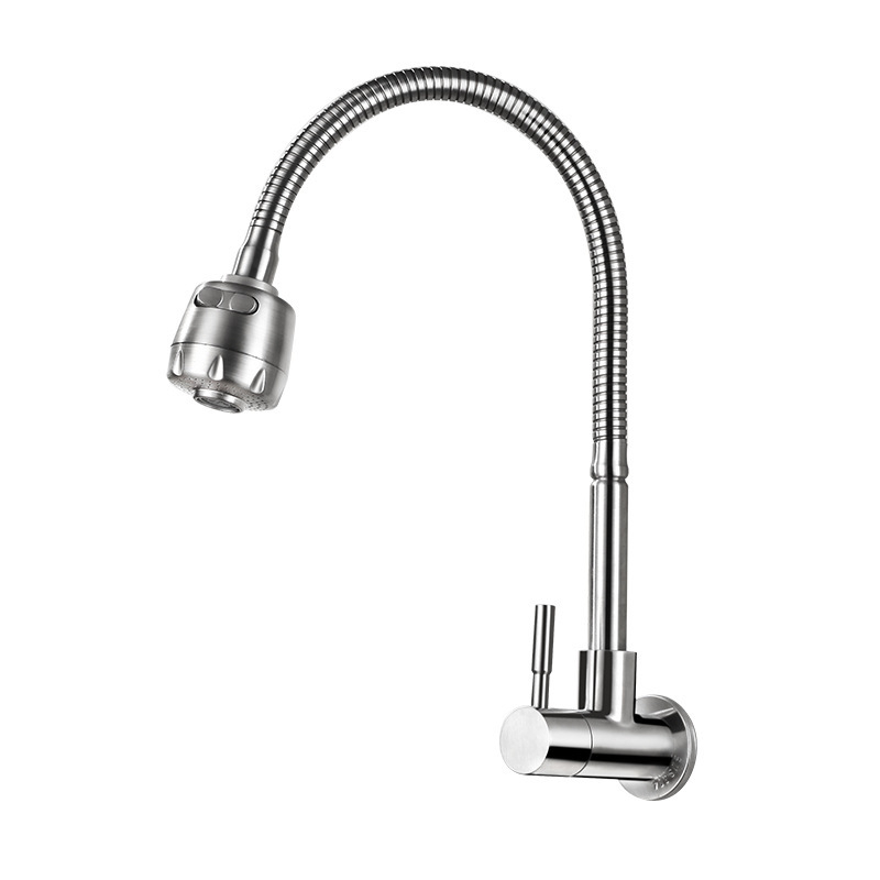 Köögiseina paigaldatav pöörlev külmavee kraan, SUS304 roostevabast terasest, keraamiline kartridž, mudel 85-12, 0,6 MPa