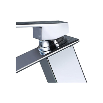 Vannas izlietnes maisītājs, vara, pacelamā rokturis, keramiska diska vārsts, slīpēts pārklājums, mūsdienīgs minimālisma stils
