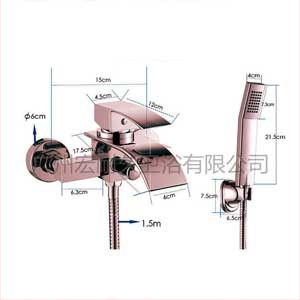 ORB krioklio dušo komplektas voniai su rankiniu dušu, sieninis montavimas, varis, modelis HD-0909b, funkcijos: burbuliai, lietus, purškimas