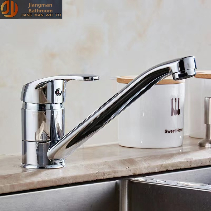 Кухненски смесител за мивка, вертикален монтаж, цинкова сплав, керамичен клапан, работна температура 1–90 °C, за единична мивка