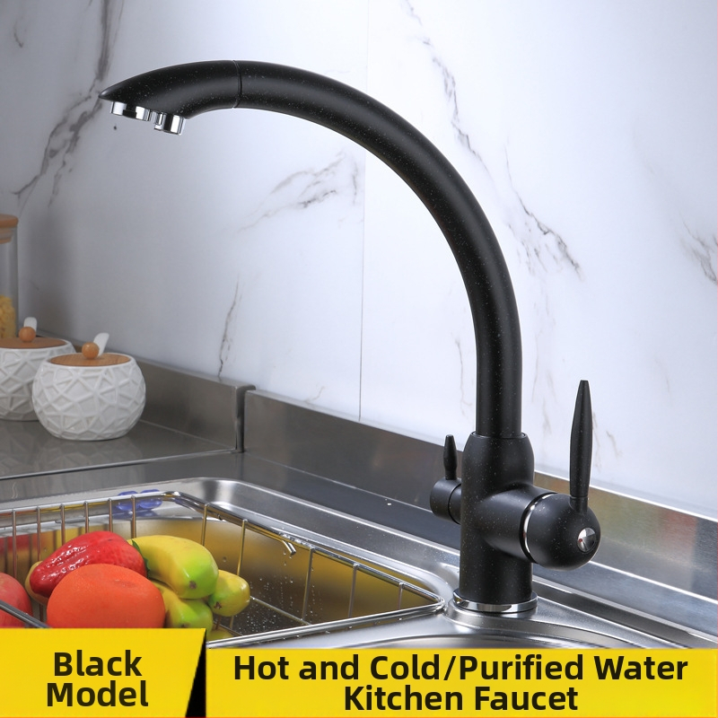 Кухненски въртящ се смесител за мивка с директна питейна вода – медно тяло, керамичен клапан, 0–90°C, модел 662-2, входове M10x1