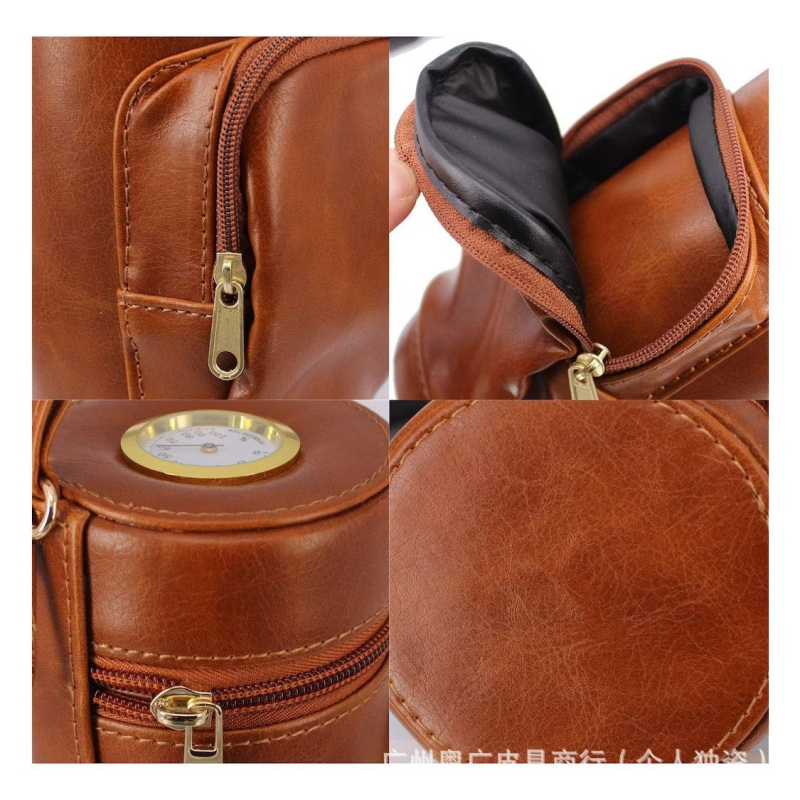 Ādas cilindriskā cigāru kārba ar rāvējslēdzēju, vintage stils, liela ietilpība, rokām darināta, iespējama personalizācija, pārnēsājama mitrināšanas kārba cigāriem