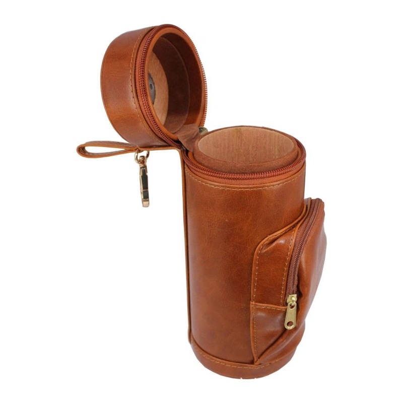 Ādas cilindriskā cigāru kārba ar rāvējslēdzēju, vintage stils, liela ietilpība, rokām darināta, iespējama personalizācija, pārnēsājama mitrināšanas kārba cigāriem