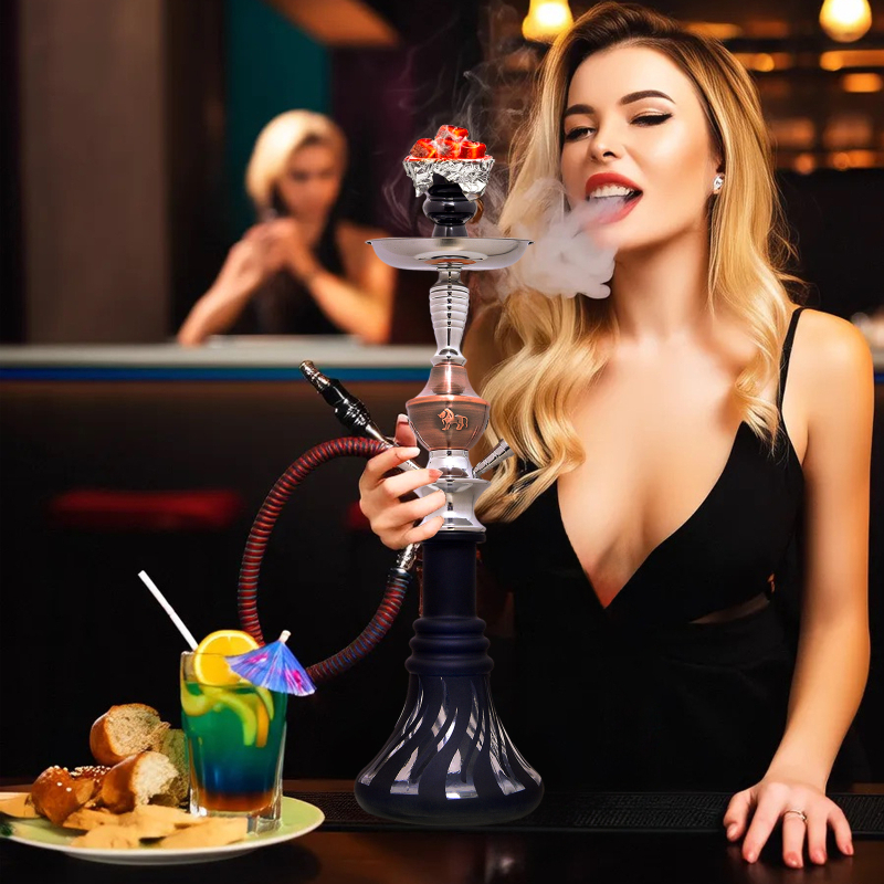 Shisha rinkinys, dvigubo vamzdelio dizainas, 2 vamzdeliai bar/KTV, metalinė konstrukcija, logotipo spausdinimas galimas, pritaikomas, pakuotė 8 vnt