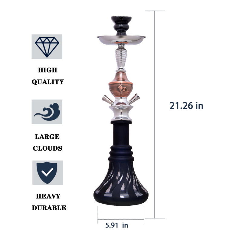 Shisha rinkinys, dvigubo vamzdelio dizainas, 2 vamzdeliai bar/KTV, metalinė konstrukcija, logotipo spausdinimas galimas, pritaikomas, pakuotė 8 vnt