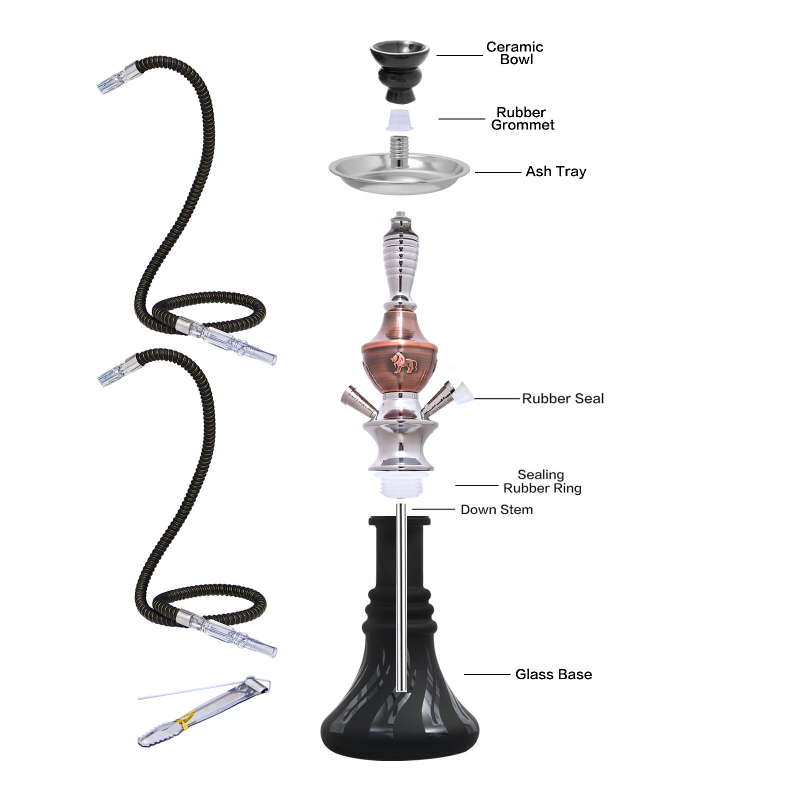 Shisha rinkinys, dvigubo vamzdelio dizainas, 2 vamzdeliai bar/KTV, metalinė konstrukcija, logotipo spausdinimas galimas, pritaikomas, pakuotė 8 vnt