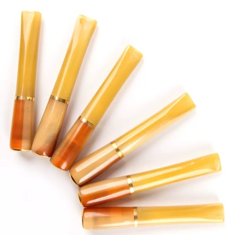 Resininis cigarečių laikiklis, imitacinis rago dizainas, tiesus burnos angos, išimamas, universalus storoms ir plonoms cigaretėms, pritaikymas ir logotipų spausdinimas įmanomas