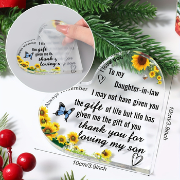 Διαφανές ακρυλικό διακοσμητικό σε σχήμα καρδιάς — μοντέρνο σχέδιο τέχνης, εκτυπωμένος σχεδιασμός, κατάλληλο δώρο για ζευγάρι, γενέθλια και γάμο