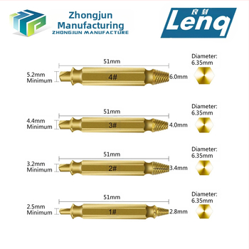Екстрактор за счупени винтове с двойна глава в комплект инструментални аксесоари, тегло 0,08 кг, минимално количество опаковки 4