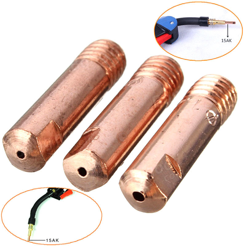 15AK проводяща дюза за заваряване, комплект 40 бр., дюза за подаване на тел за заваръчна пушка, 0.8/0.9/1.0 мм