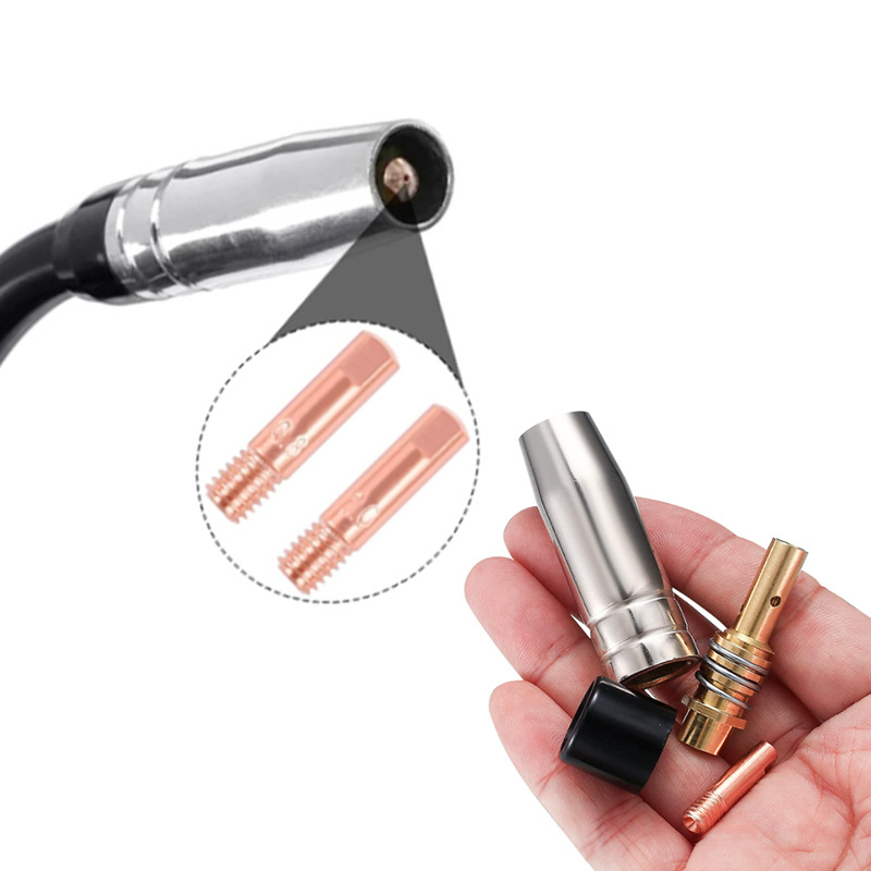 Meďová vodivá ochranná krytka trysky pre MIG/MAG MB14AK/MB15AK zváračský pištoľ - sada 4 kusov, dĺžka 42 mm