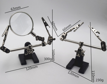 Suvirinimo stotis su 3× priartinimo klipu, litavimo laikiklis, chromuotos rėmas ir LED darbo stalo lemputė